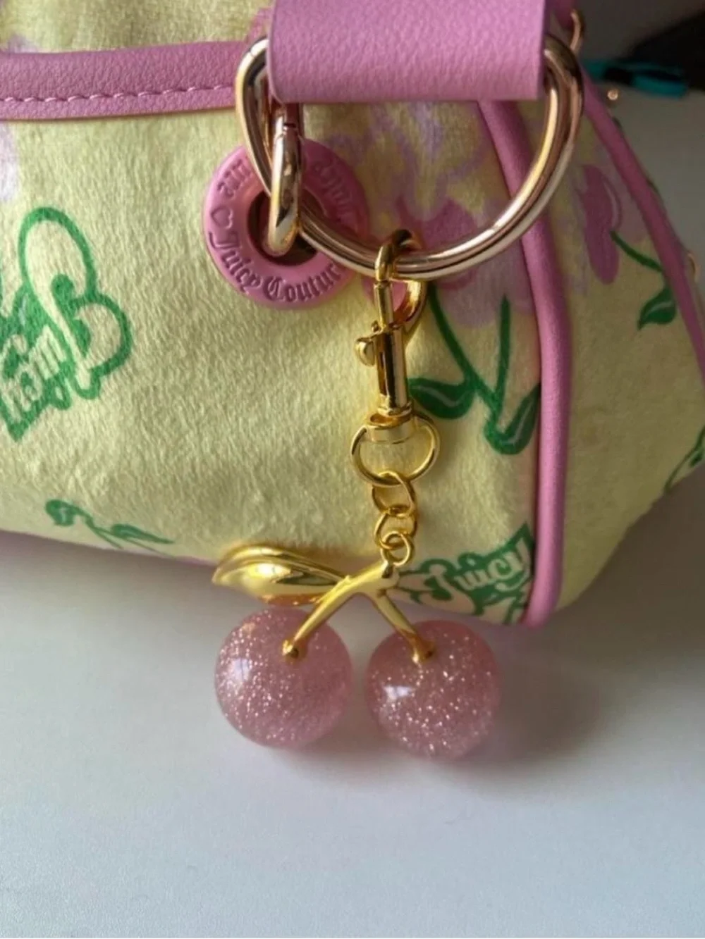 Juicy Couture yellow & pink cherry gelato bowler bag